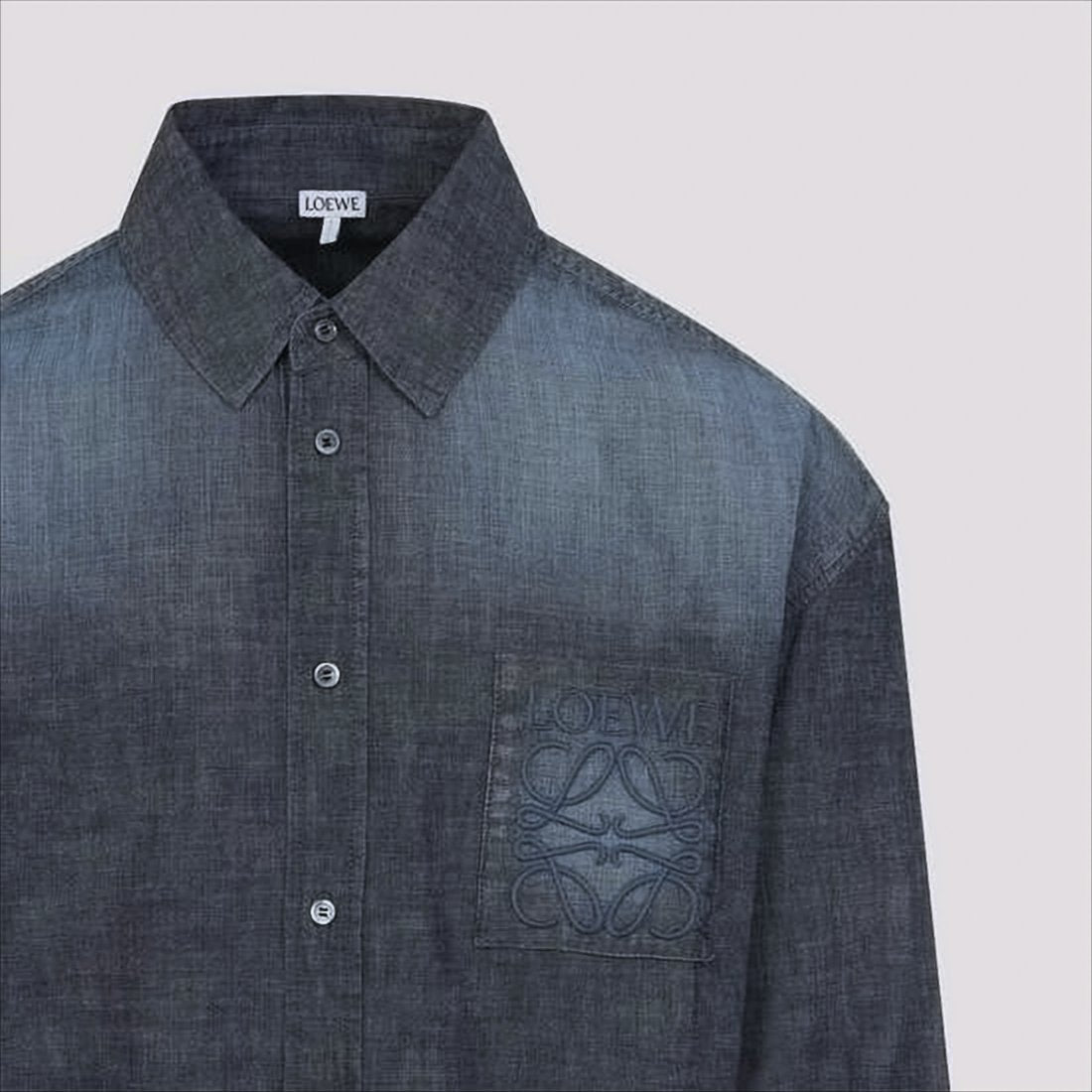 Subtle Gradient Long-Sleeve Shirt with Intricate Embroidery