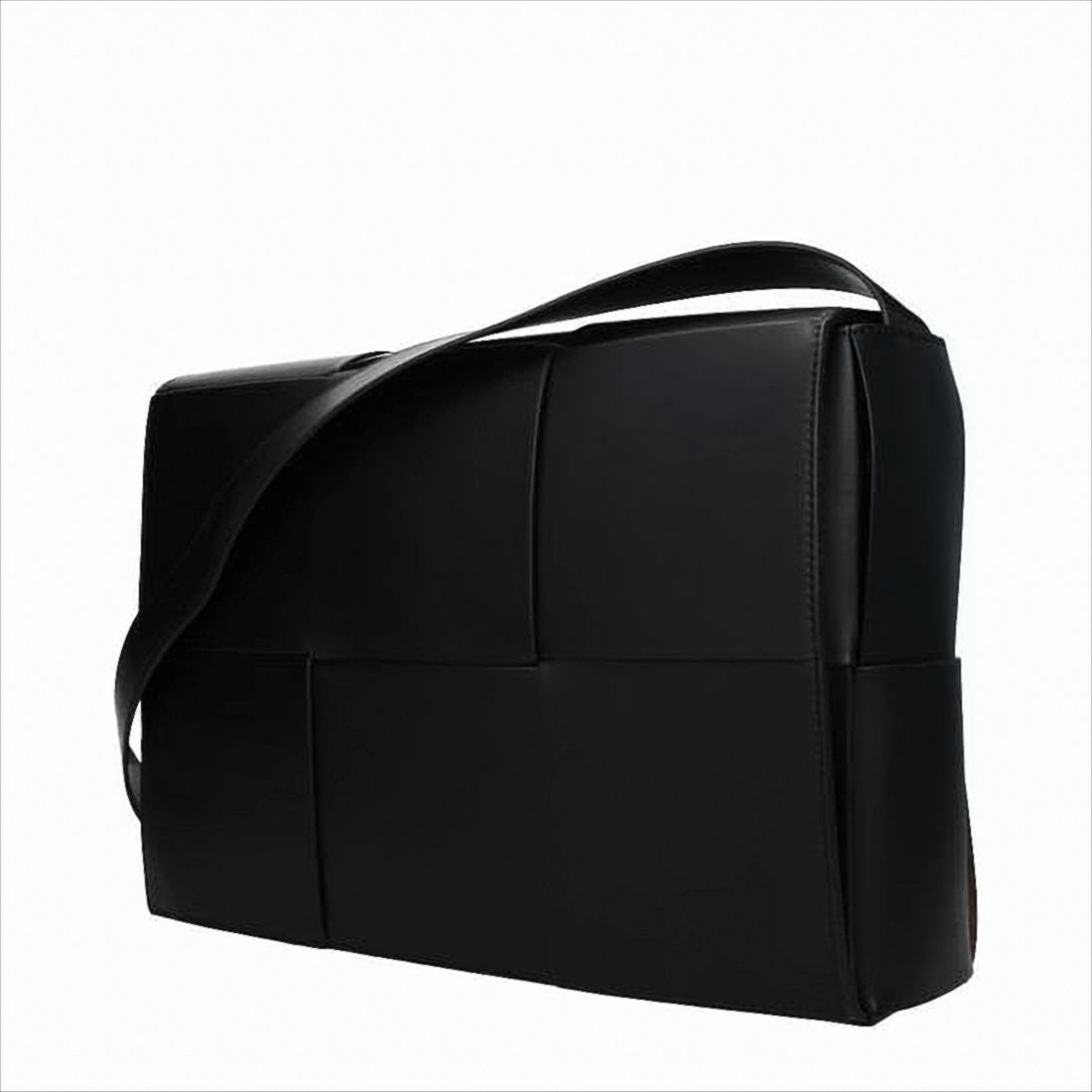 Structured Black Leather Crossbody Bag