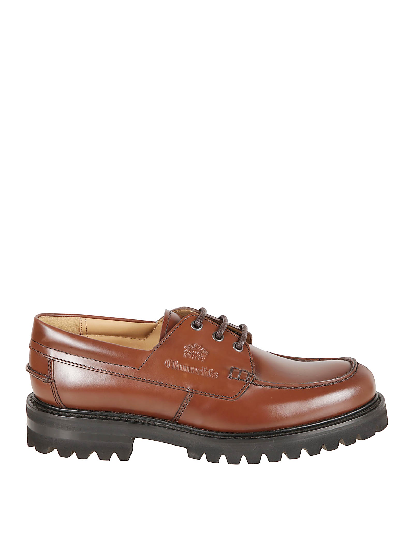 Polished Leather Moc Toe Flat Shoes