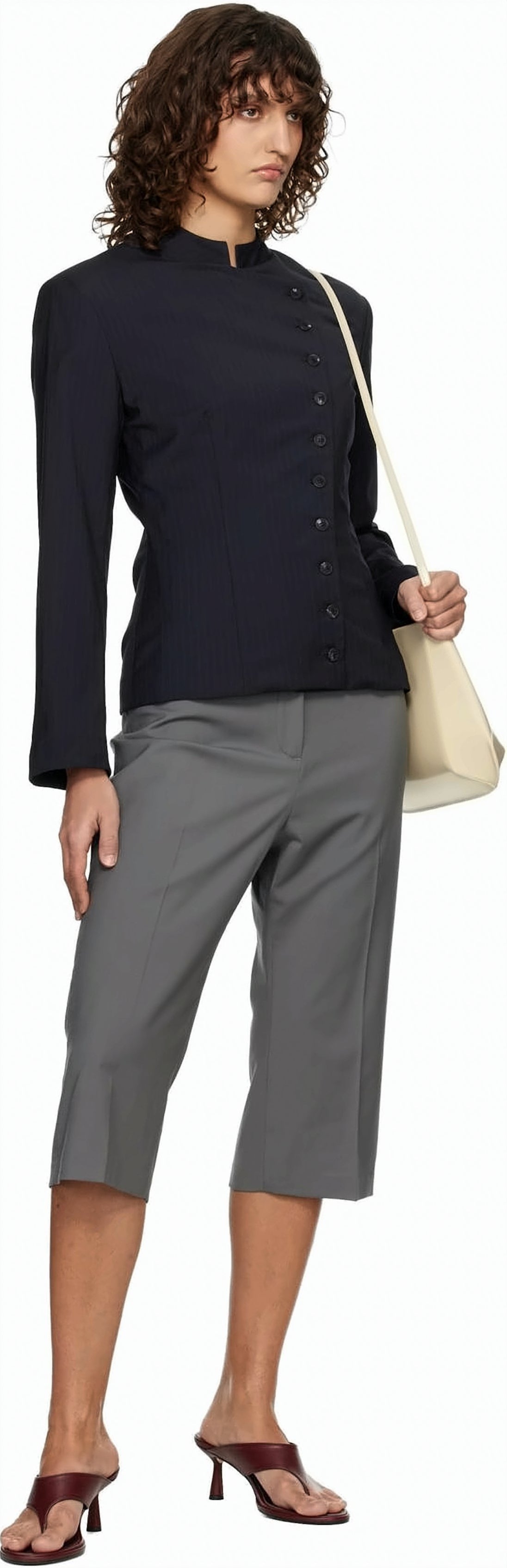 Tailored Knee-Length Suit Pants with Concealed Waistband