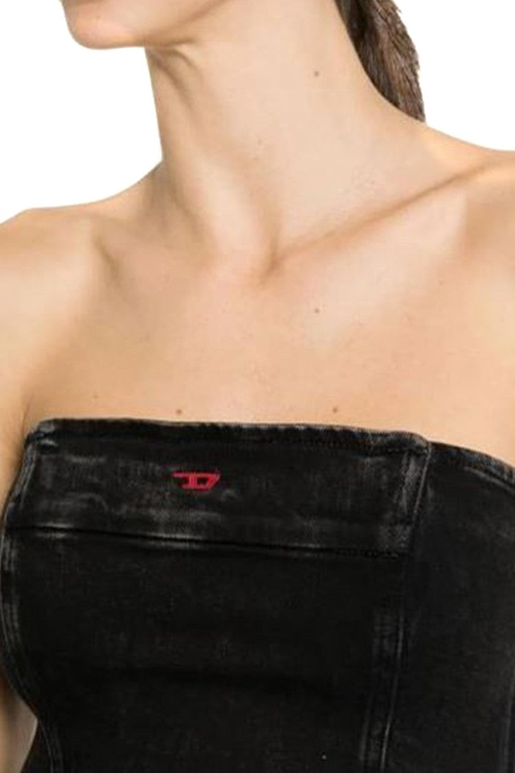 Strapless Denim Top with Structured Fit