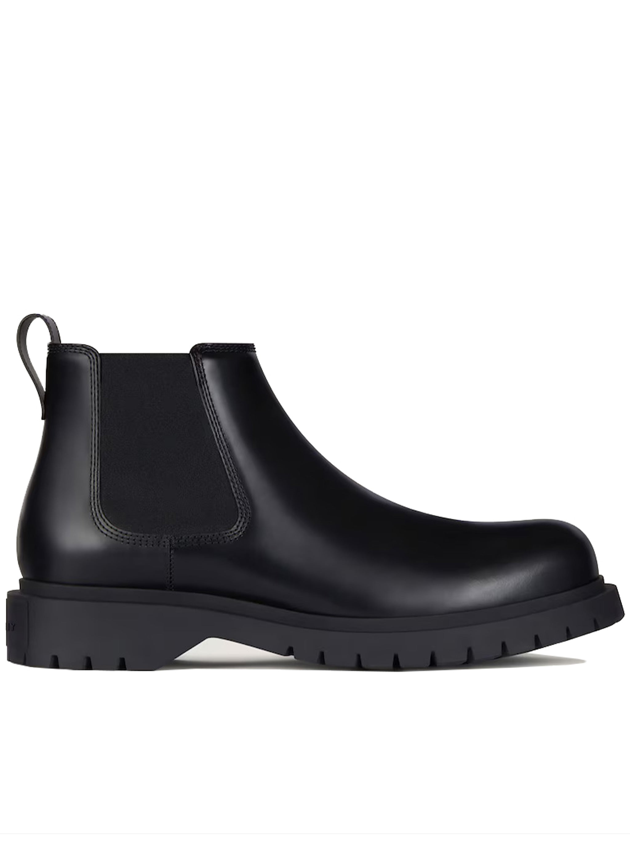 Formal Black Leather Chunky Ankle Boots