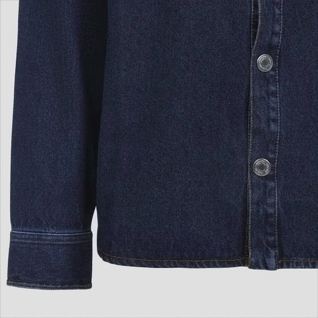 Button-Down Denim Shirt with Chest Pocket and Embroidery