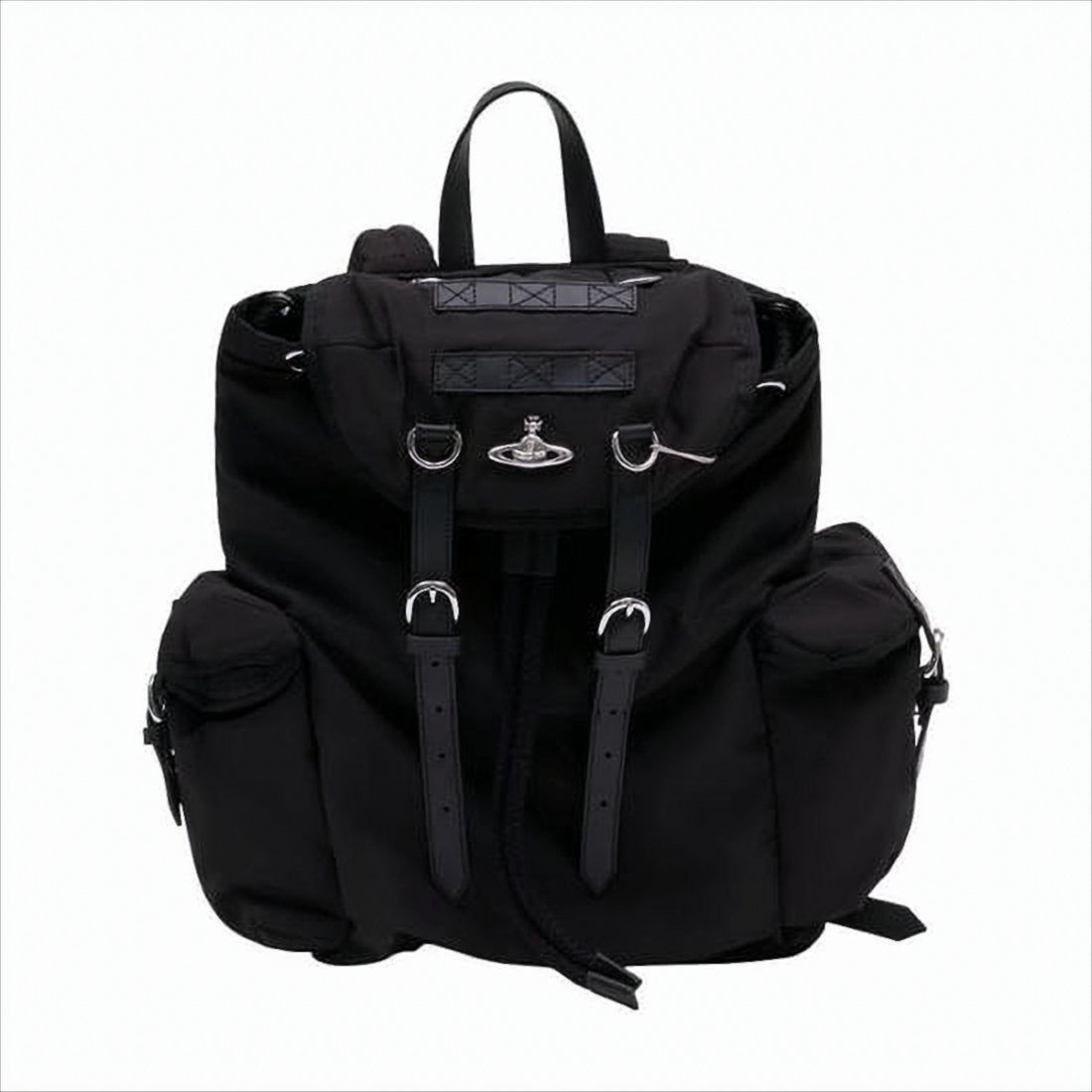 Structured Black Backpack with Flap Top