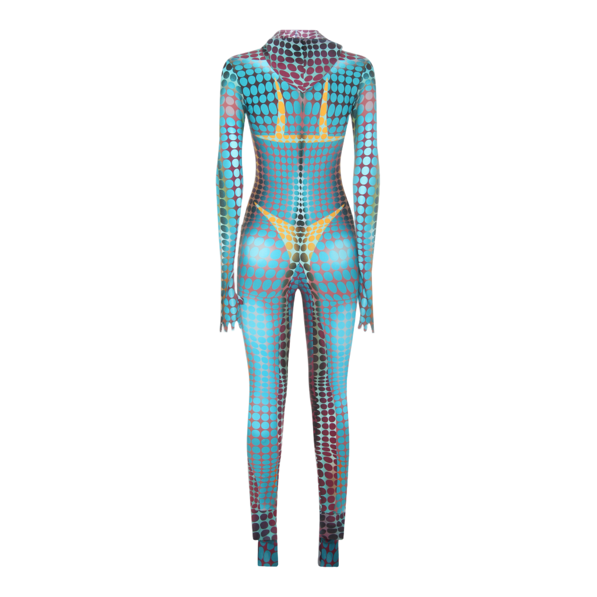 Form-Fitting Jumpsuit with Polka Dot Pattern