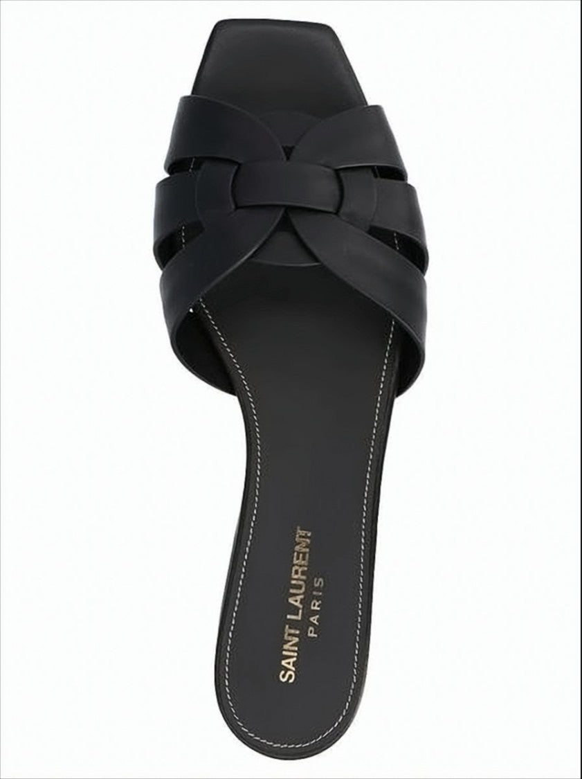 Interwoven Strap Flat Mule Sandals with Knot Detail