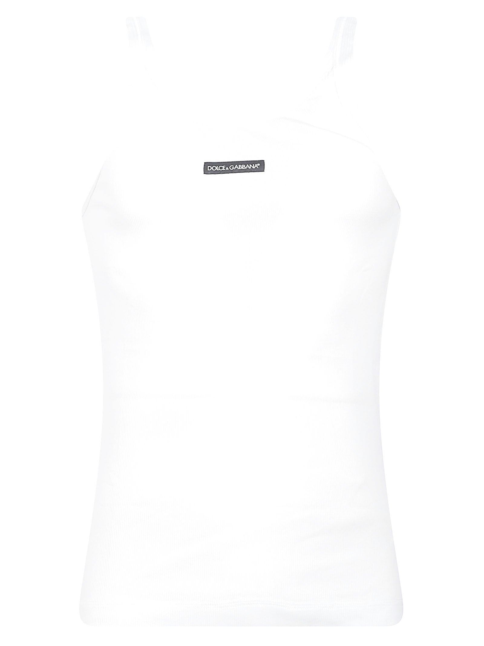 Straight Neckline Sleeveless Ribbed Top with Text Patch