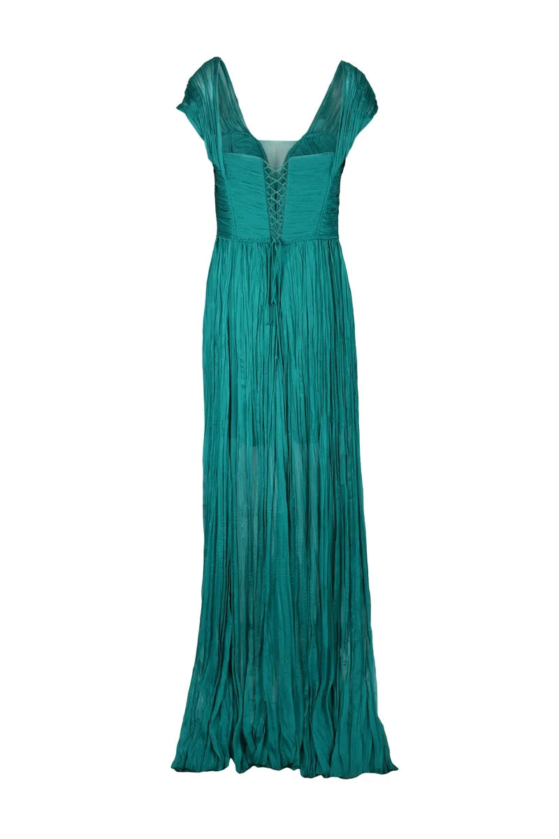 Pleated Maxi Dress - Green