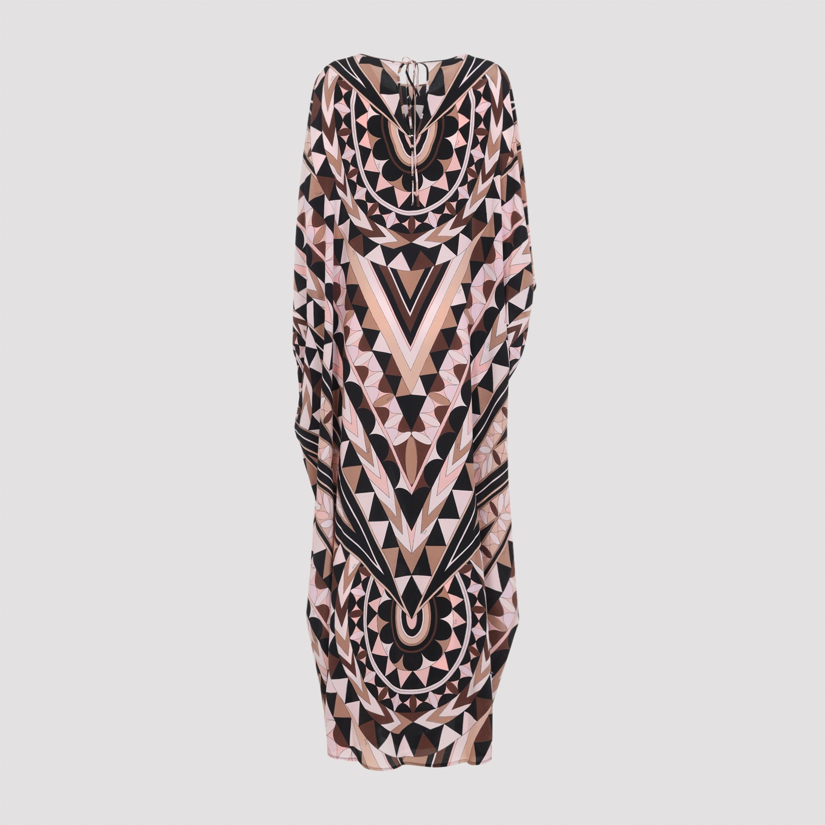 Intricate Geometric Silk Maxi Dress