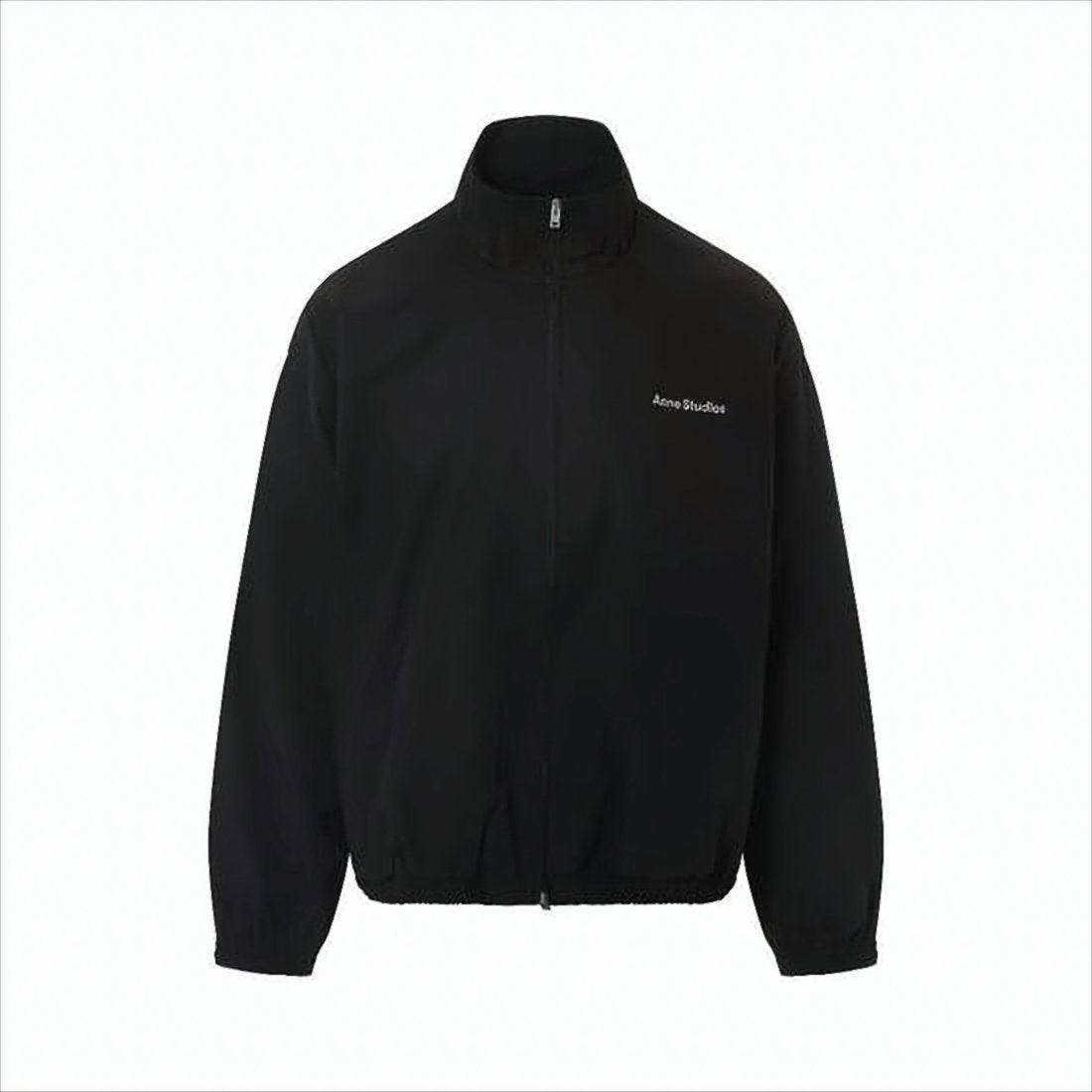 High-Collar Casual Jacket with Logo Detail