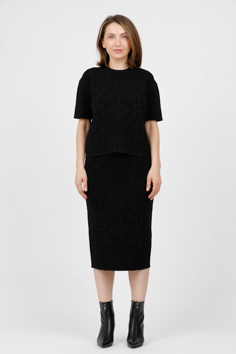 Fitted Black Midi Skirt