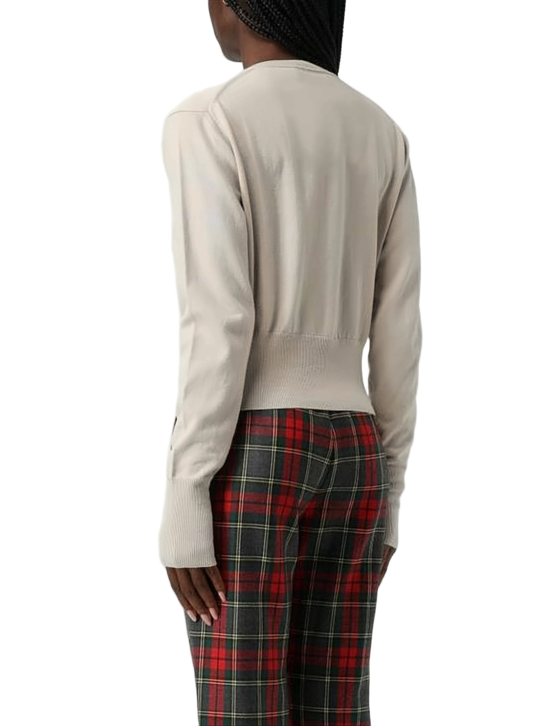 Cropped Knit Cardigan with Fitted Waistband