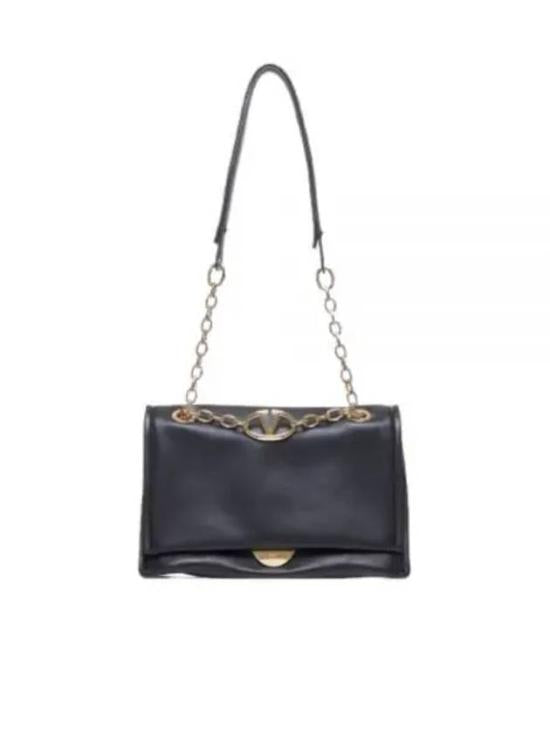 Rectangular Calf Leather Shoulder Bag with Chain-Link Strap