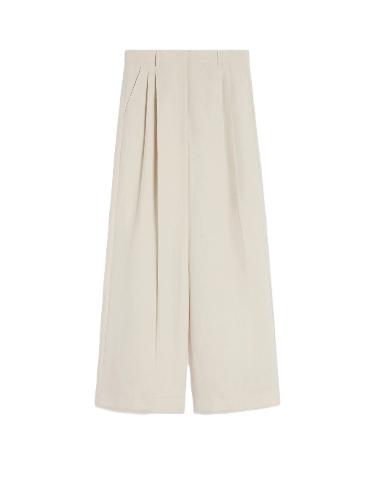 Pleated High-Waist Trousers with Wide-Leg Design