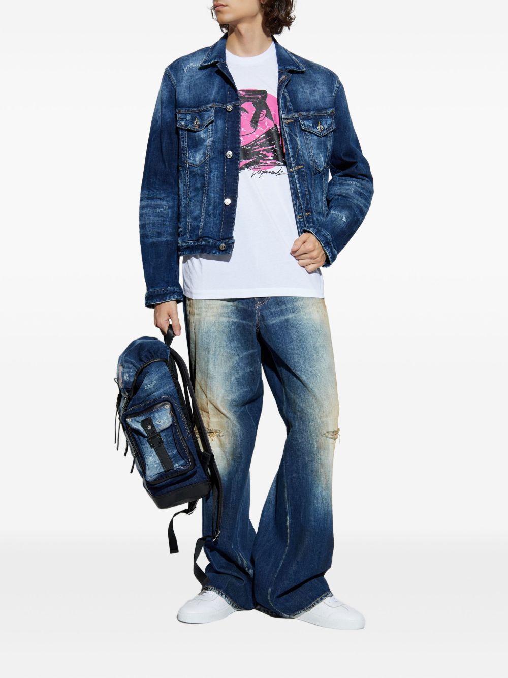 Loose-Fit Distressed Denim Jeans