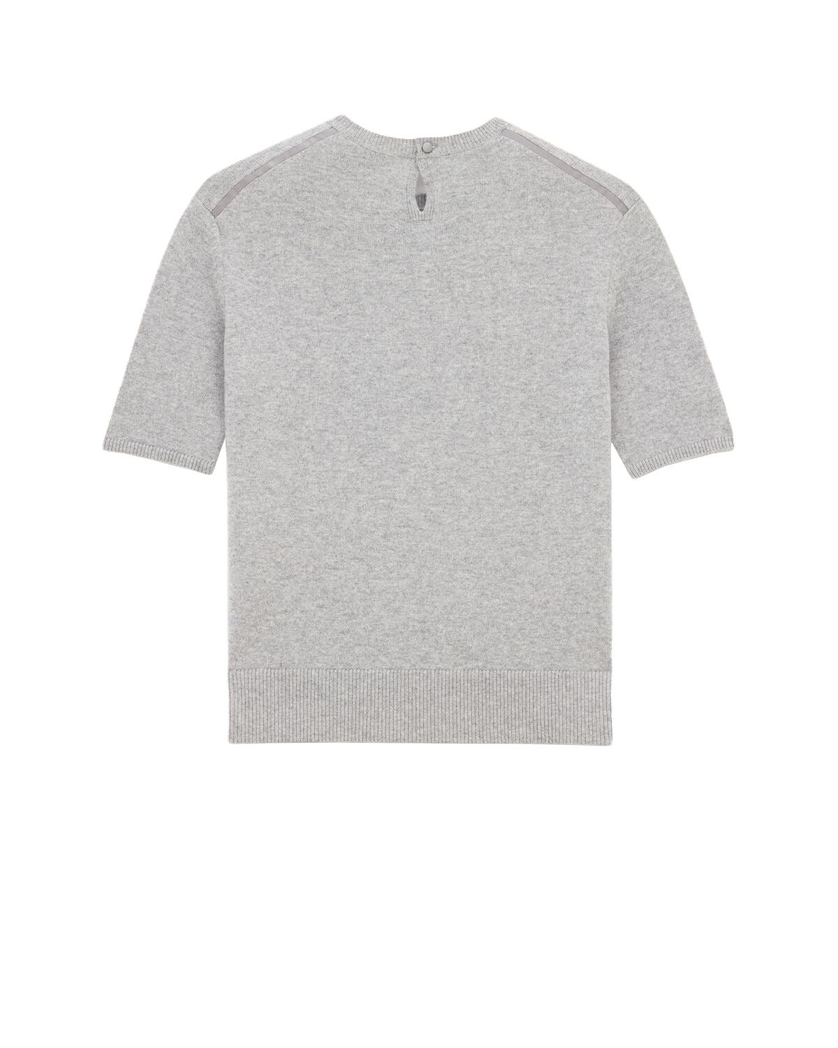 Short-Sleeved Wool Sweater with Classic Crew Neckline
