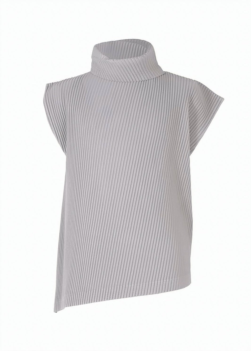 Asymmetrical Sleeveless Top with Structured Collar