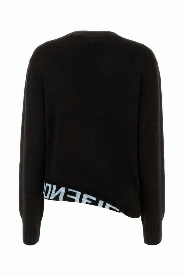 Black Sweater with Contrasting Hem Detail