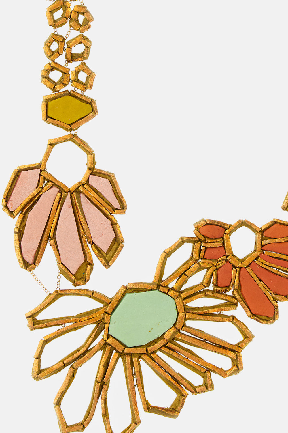 Handmade Multicolor Floral Design Necklace With Geometric Motifs