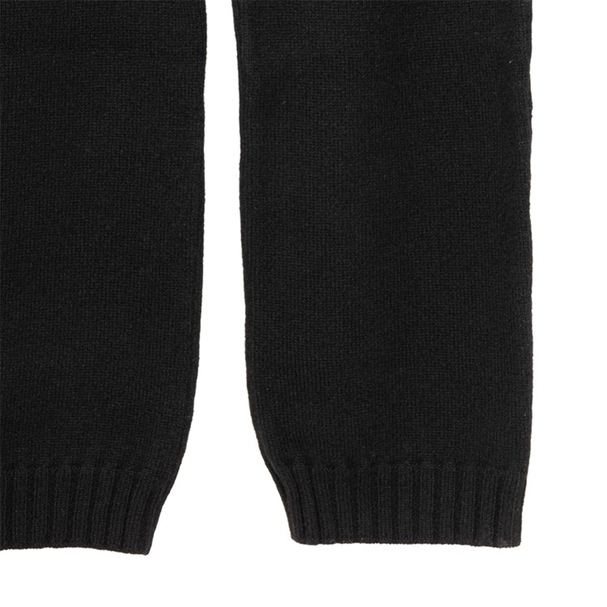 High-Waisted Black Cashmere Pants With Drawstring Detail
