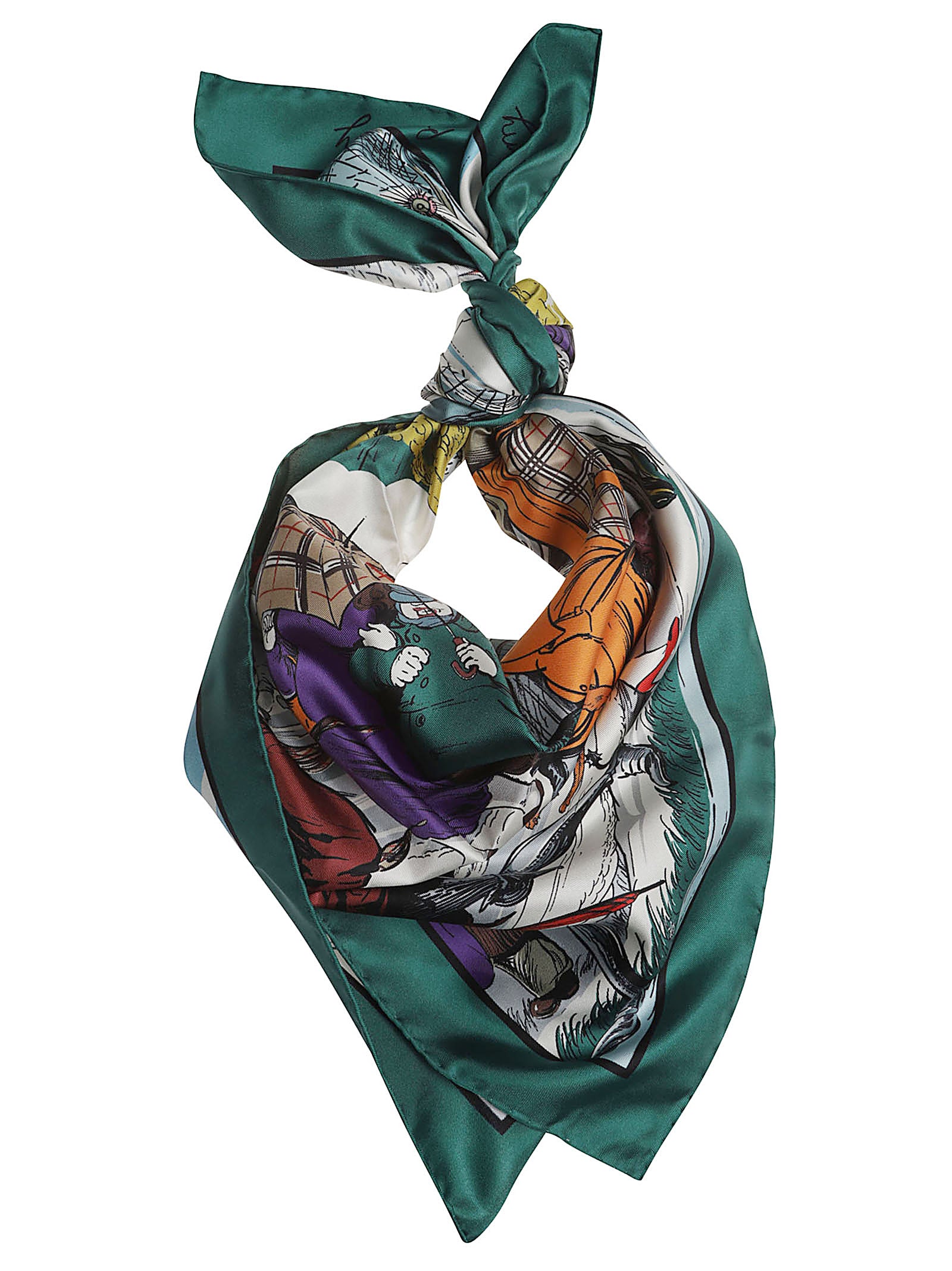 Silk Foulard with Raining Cats