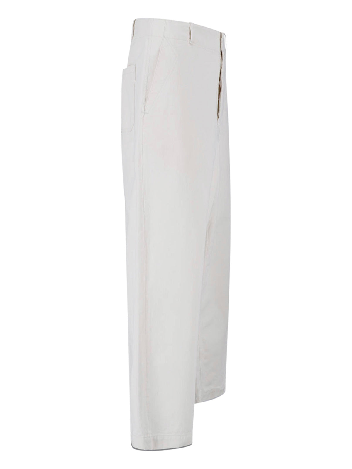 White Water-Repellent Cotton Drill Trousers