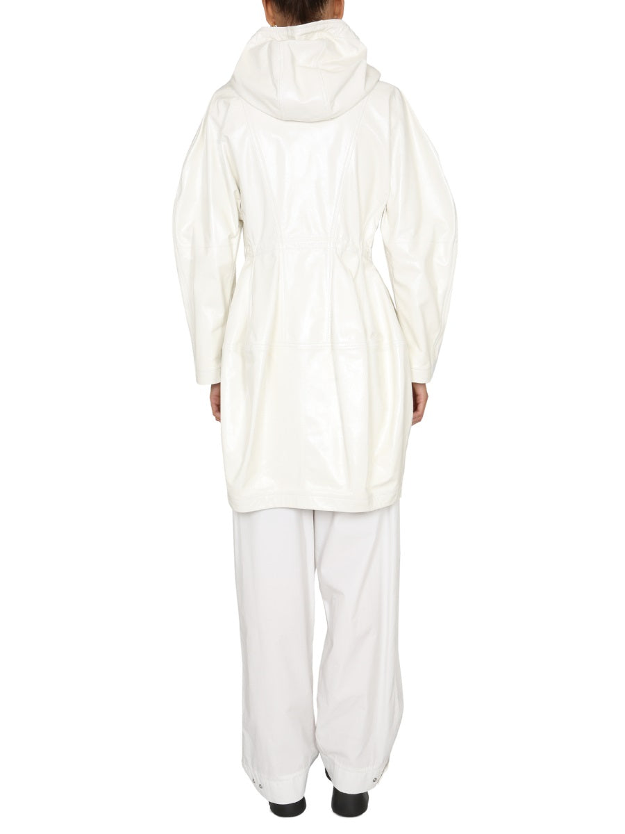 High Neck Hooded Parka with Zipper Closure