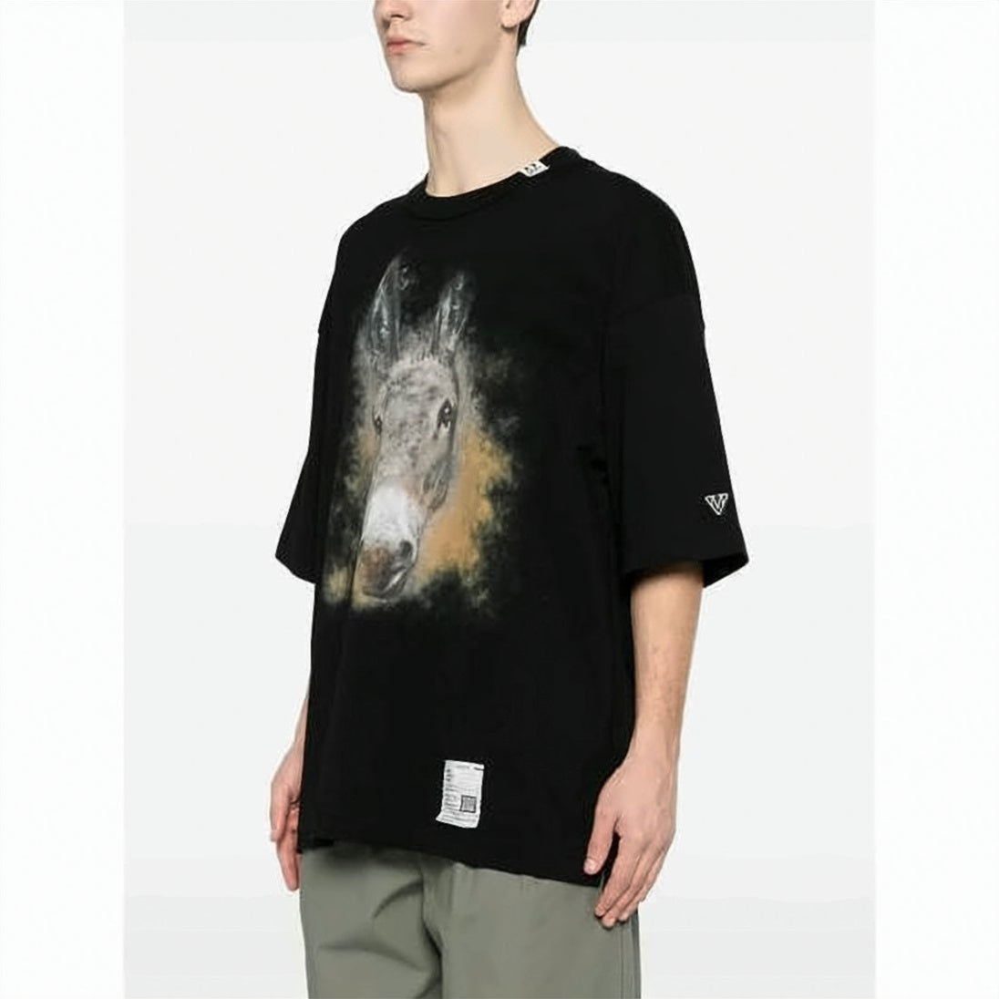 Oversized Graphic T-Shirt with Artistic Donkey Head