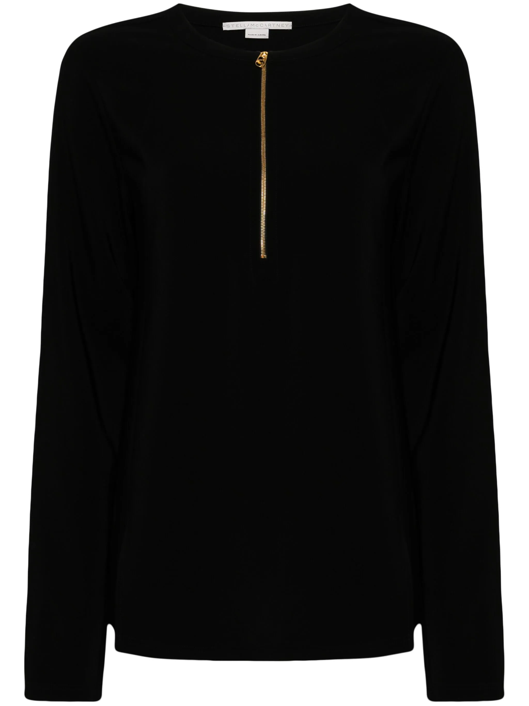 Black Iconic Zip Detailed Viscose Top