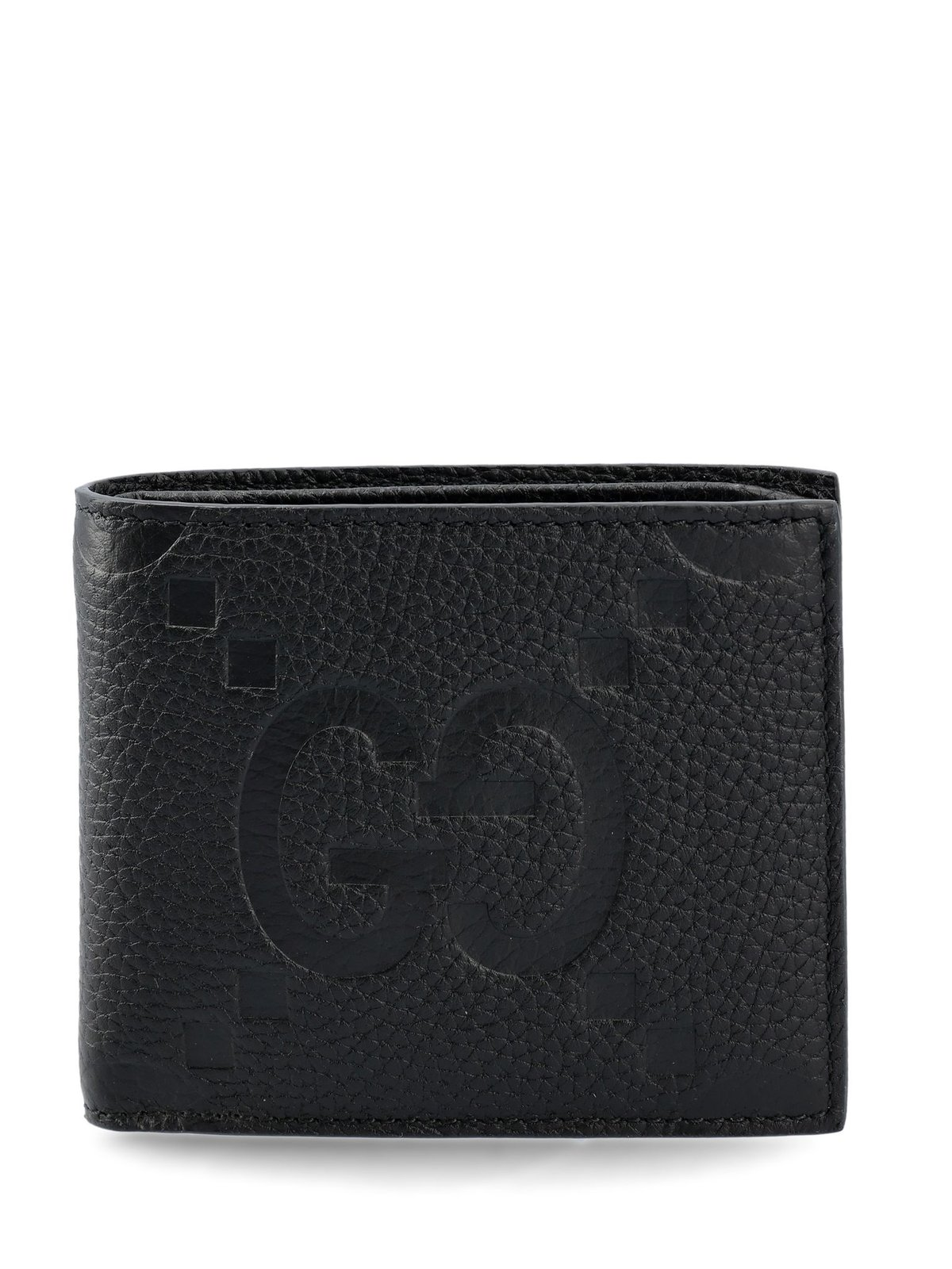 Textured Leather Wallet with Embossed Interlocking Pattern