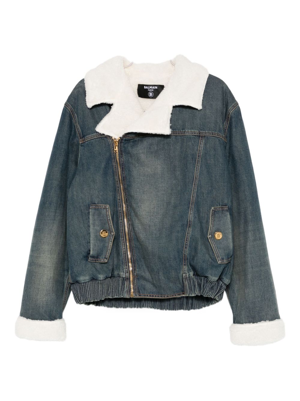 Denim Jacket with Shearling Collar