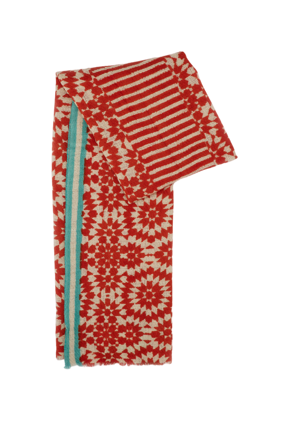 Geometric Jacquard Cashmere Scarf With Contrasting Border