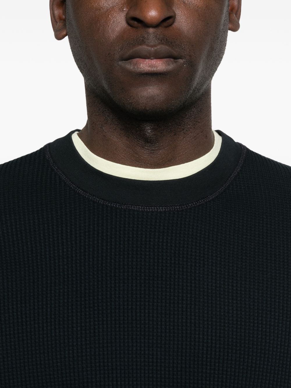 Long Sleeve Ribbed Pullover with Distinctive Patch