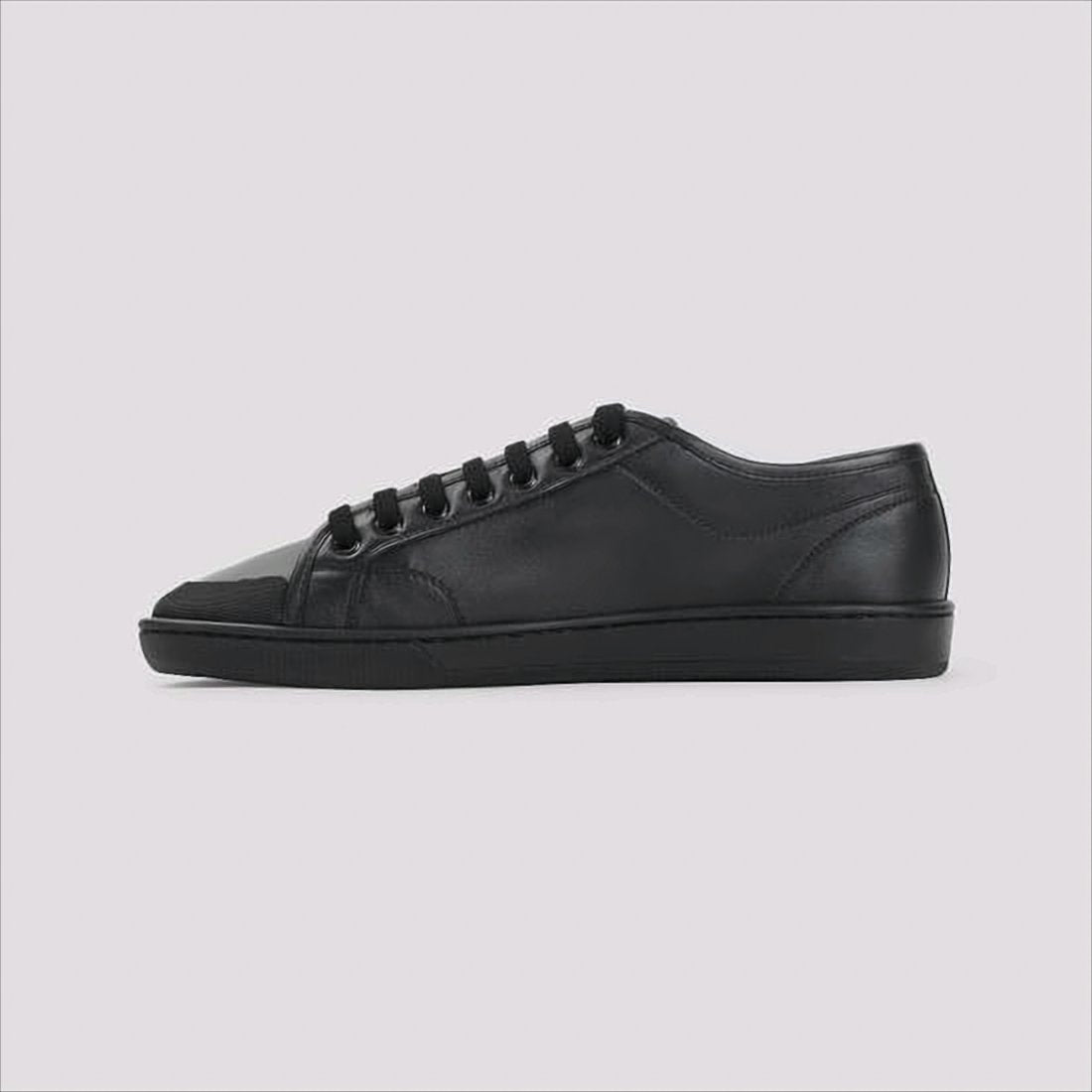 Minimalist Black Calf Leather Low-Top Sneakers