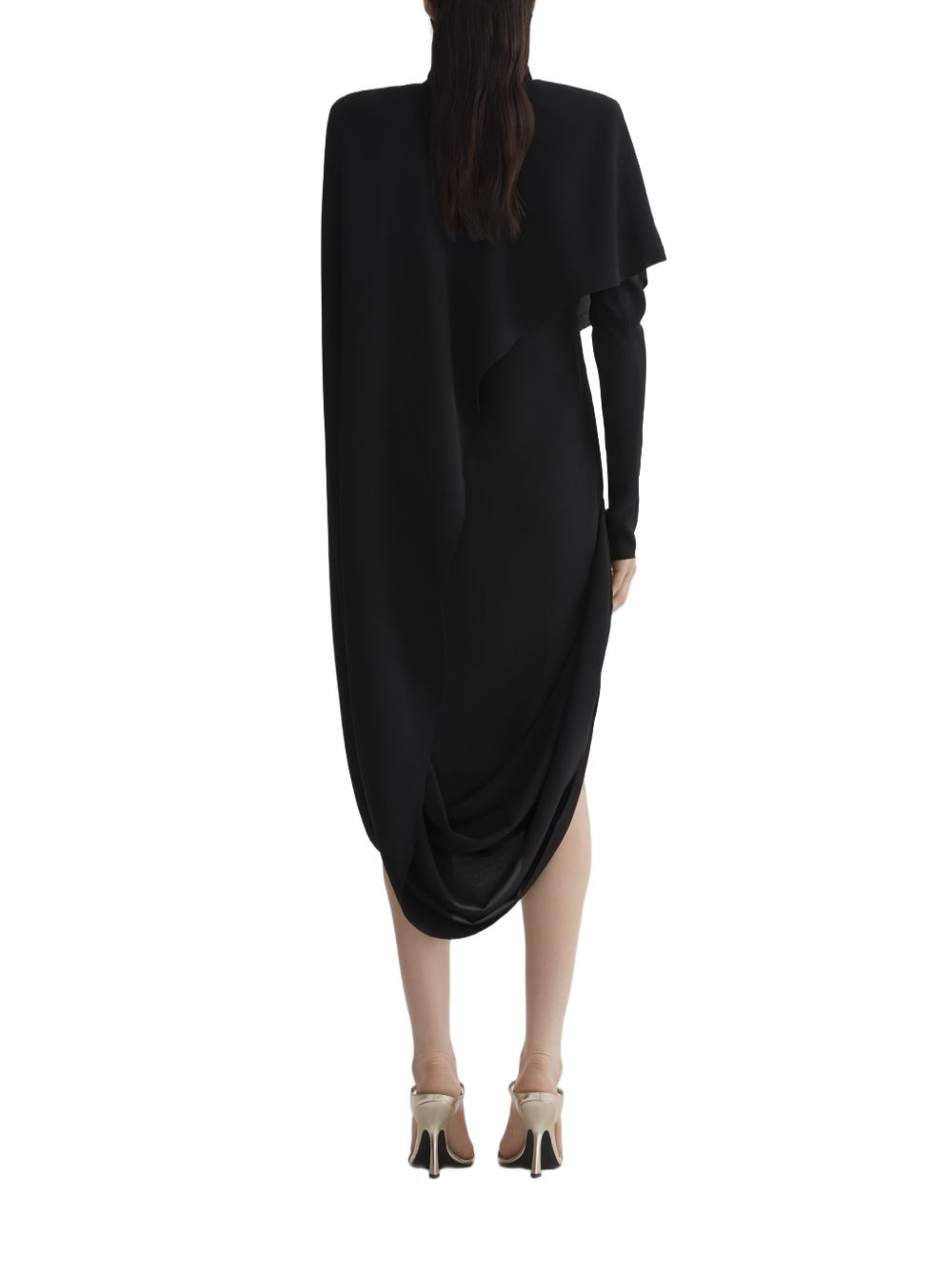 Asymmetric Overlay Midi Dress With Thigh Slit