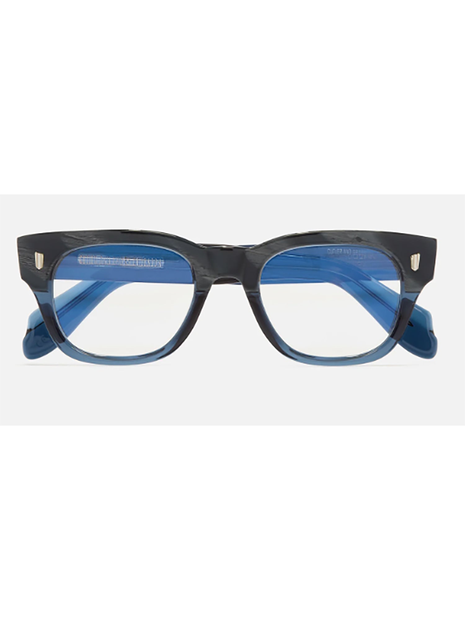 Bold Rectangular Acetate Eyeglasses in Dark and Light Blue Hues