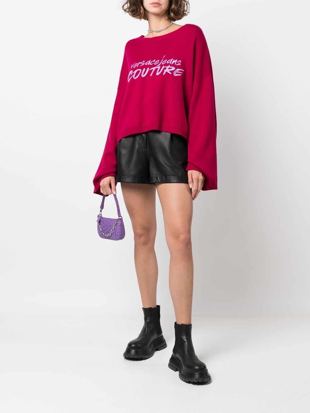 Embroidery Logo Relaxed Cropped Wool Sweater