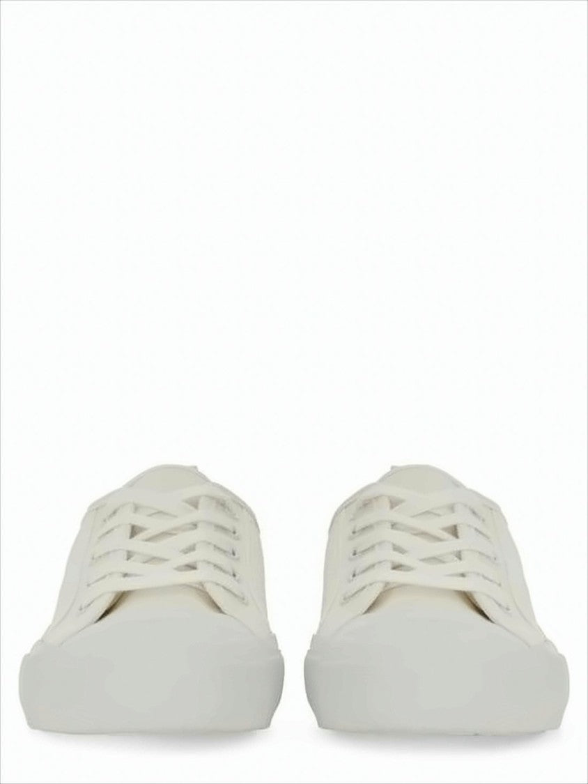 White Cotton Low-Top Sneakers