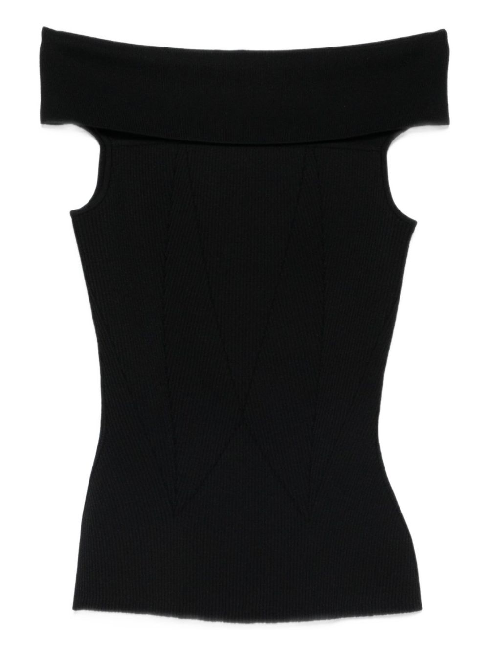 Fitted Off-Shoulder Ribbed Texture Top