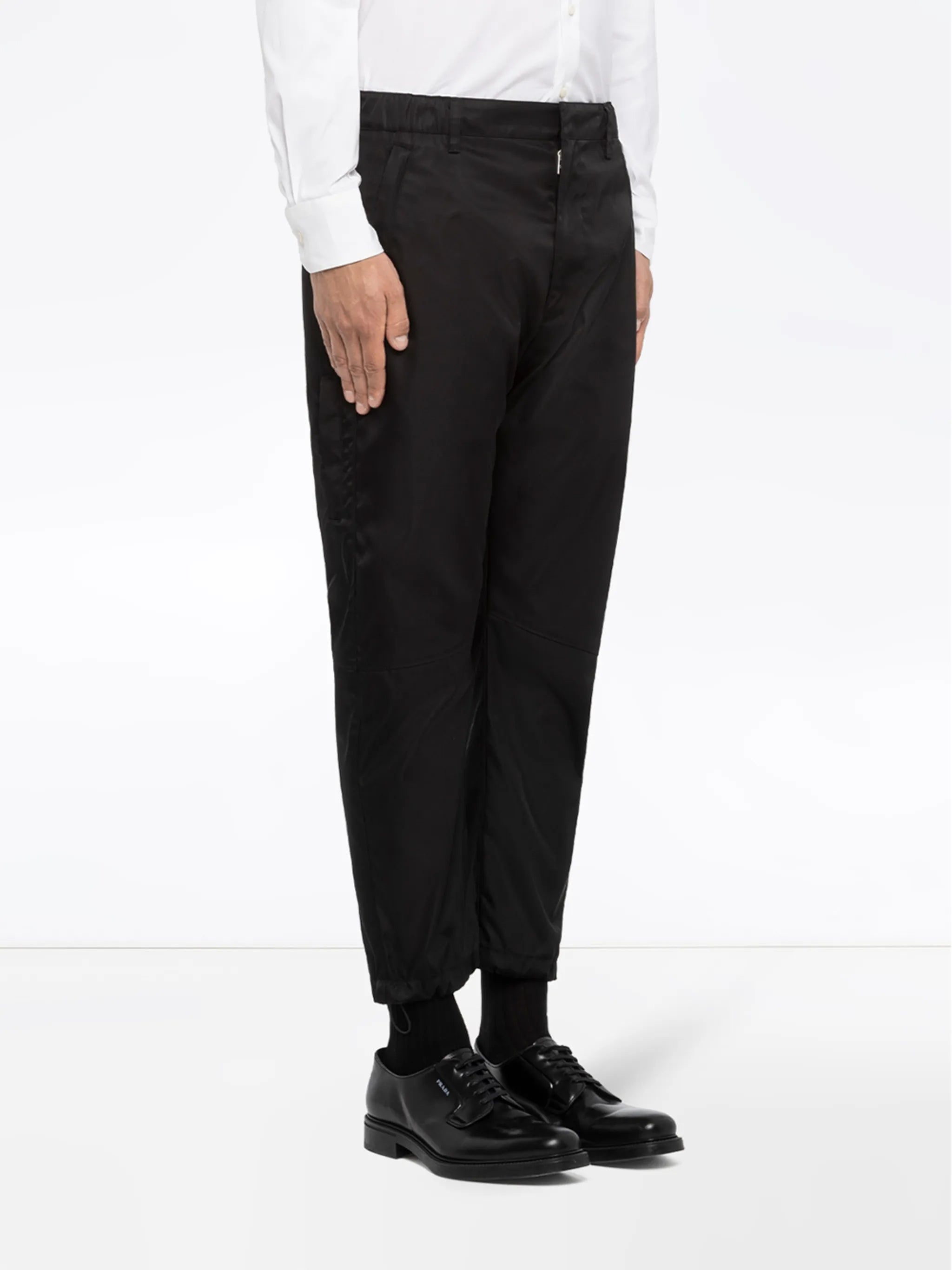 Black Pantalone Tapered Matte Fabric Pants