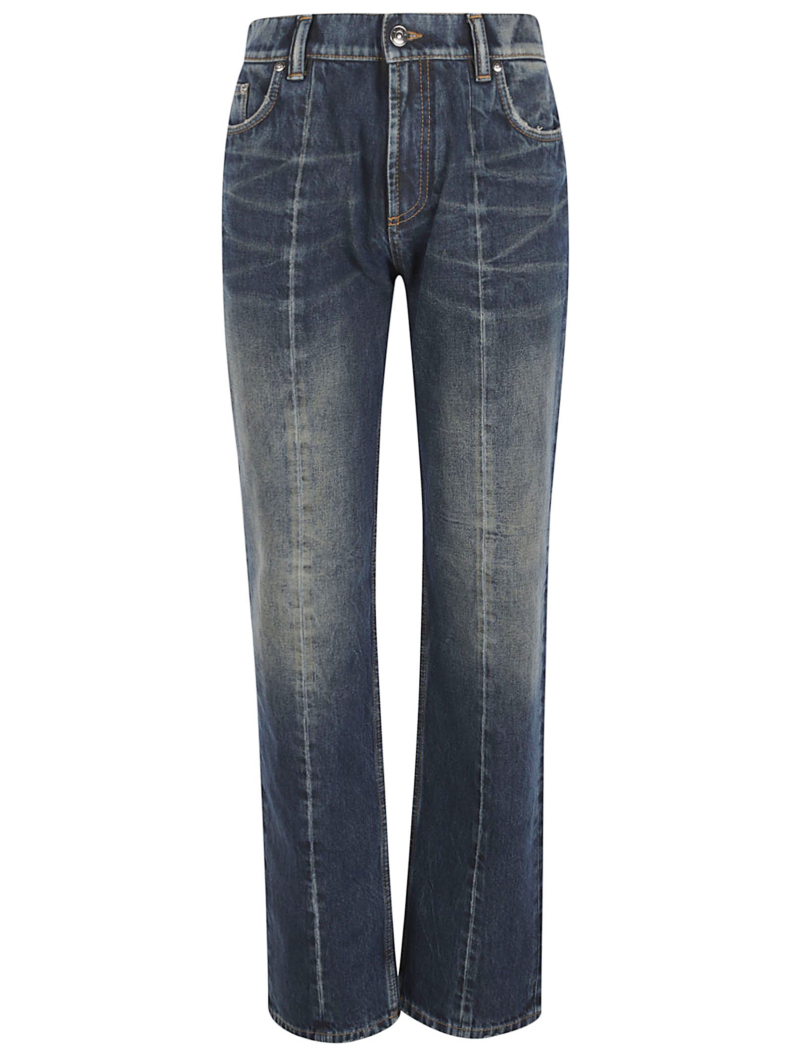 Classic Five-Pocket Dark Washed Denim Jeans