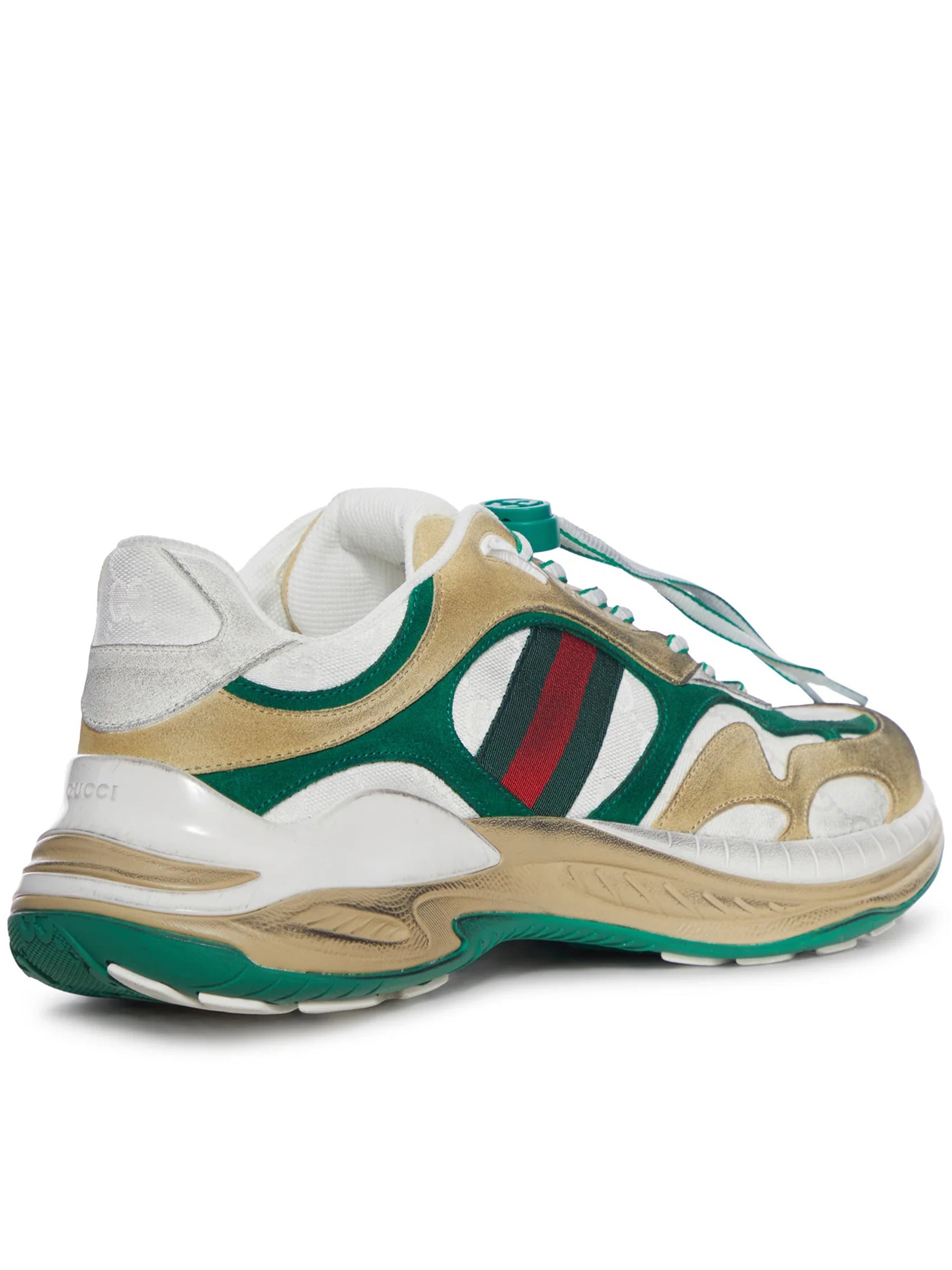 White Dynamic Mixed-Material Striped Sneakers