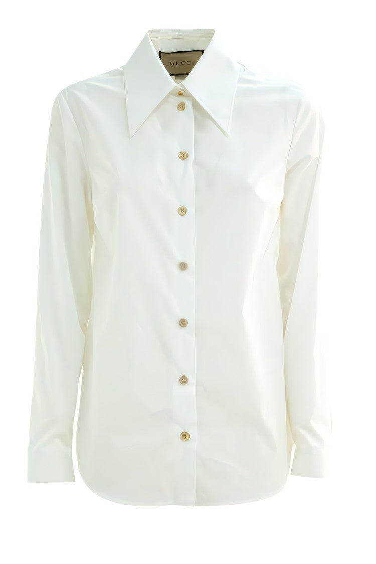 White Tailored Shirt with Pointed Collar