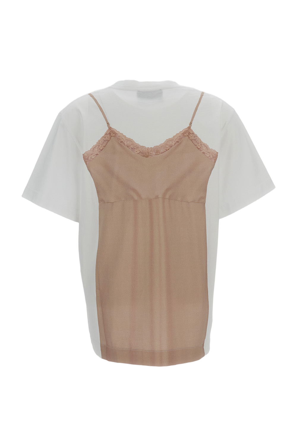 Bow Sash Slip Dress Trompe L'Oeil Print T-Shirt