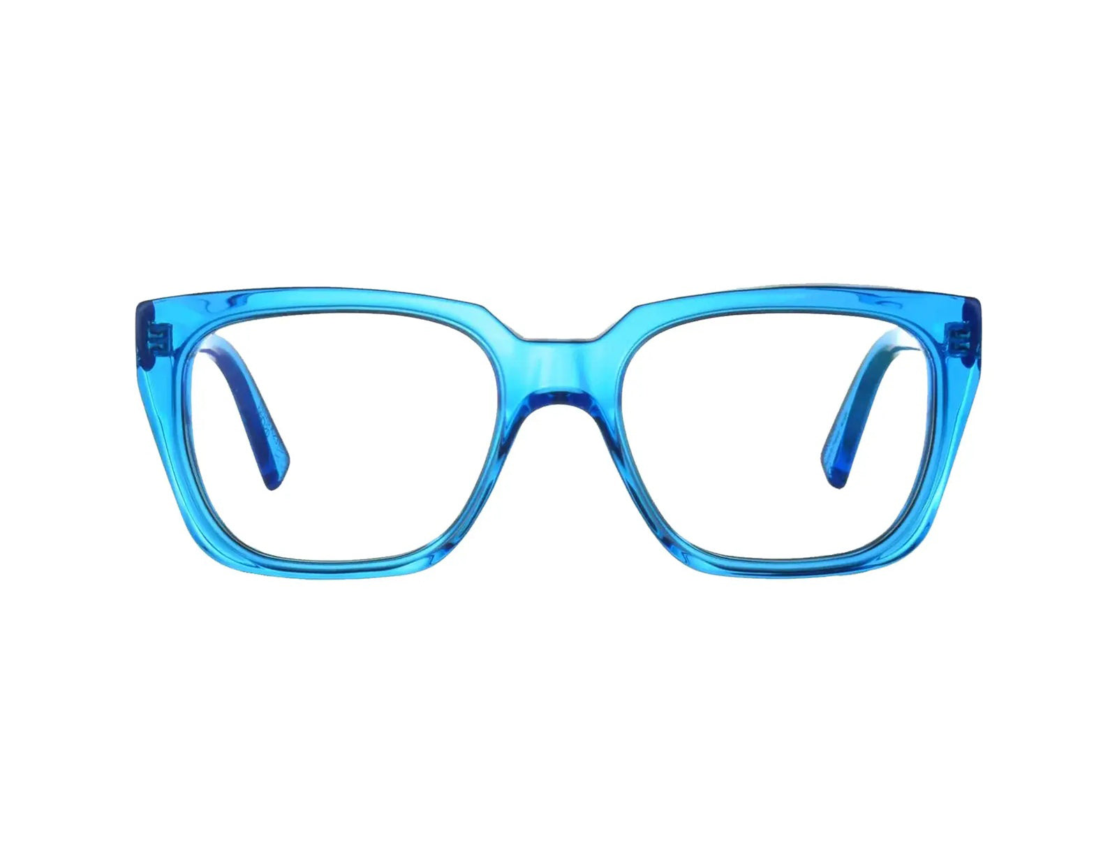 11184940A Rectangular Transparent Blue Acrylic Eyeglasses