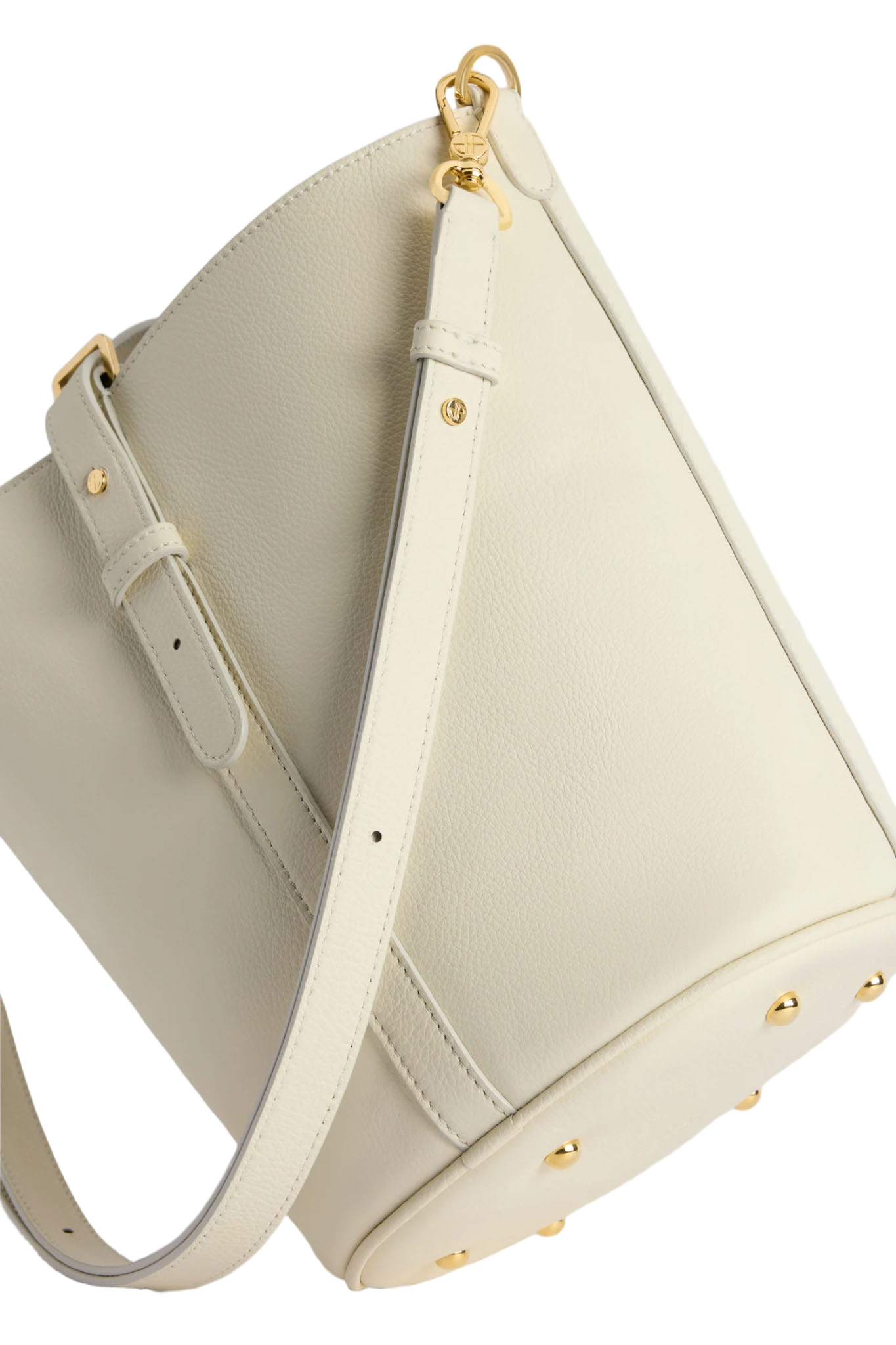 Small Off-White Grained Leather Bucket Bag