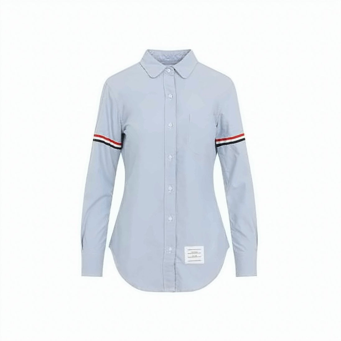 Long-Sleeved Button-Up Shirt with Striped Accents