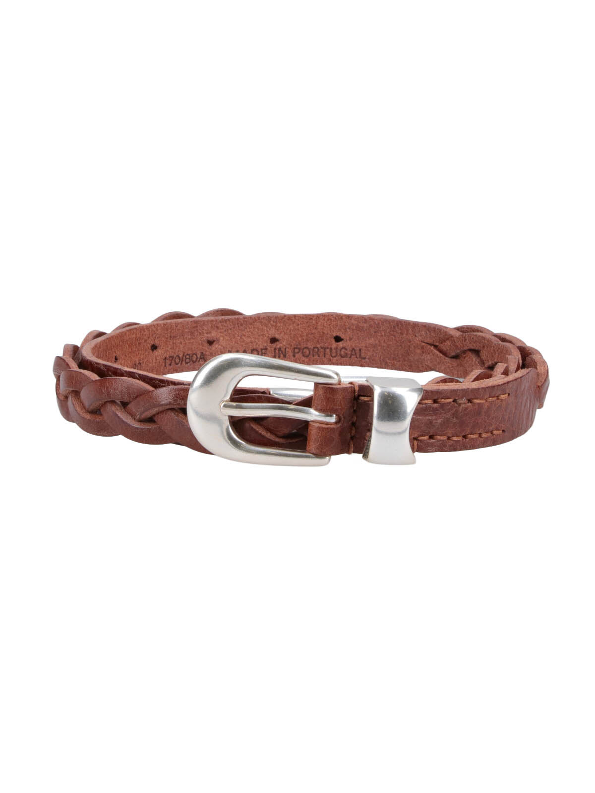 Brown Braided Leather Adjustable Belt