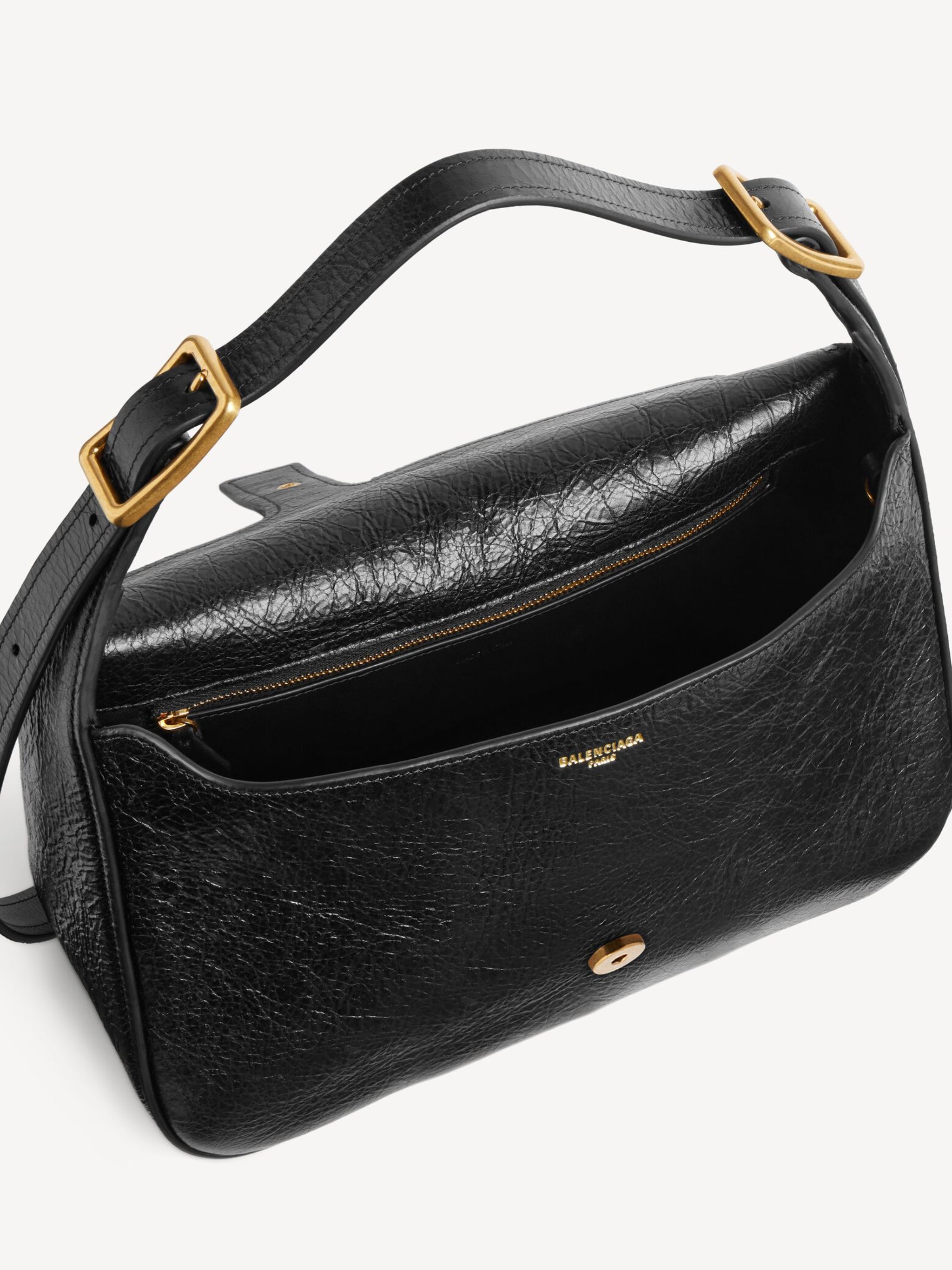 Black Clicca Structured Slouchy Leather Bag