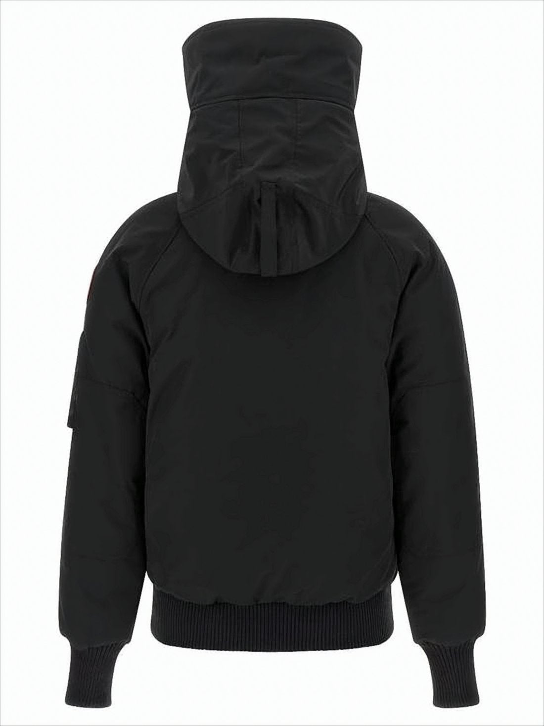 Padded Black Bomber Jacket with Adjustable Collar